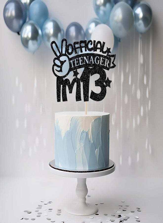 SVM CRAFT زينة كعكة SVM CRAFT®، زينة كعكة رسمية للمراهقين "عمري 13 عامًا"، زينة حفلة عيد ميلاد رائعة للأولاد، زينة عيد ميلاد مضحكة للمراهقين، زينة كعكة عيد ميلاد سعيد 13 باللون الأسود اللامع - Image 2